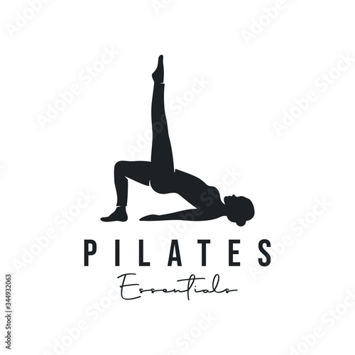 Trainer Pilates Woman Silhouette creative vector logo design 