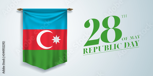 Azerbaijan republic day greeting card, banner, vector illustration