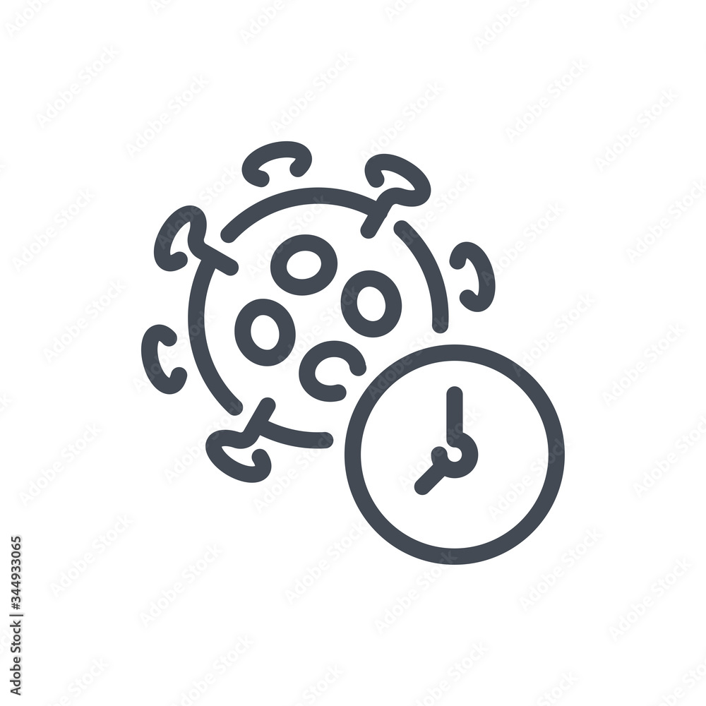 Virus incubation period line icon. Quarantine vector outline sign. Virus incubation period line icon. Quarantine vector outline sign.