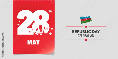 Azerbaijan republic day greeting card, banner, vector illustration