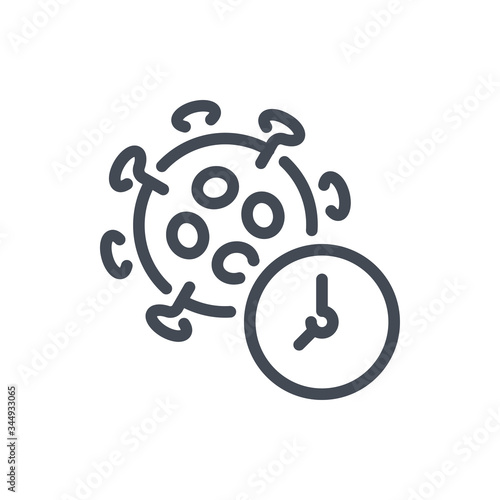 Virus incubation period line icon. Quarantine vector outline sign.