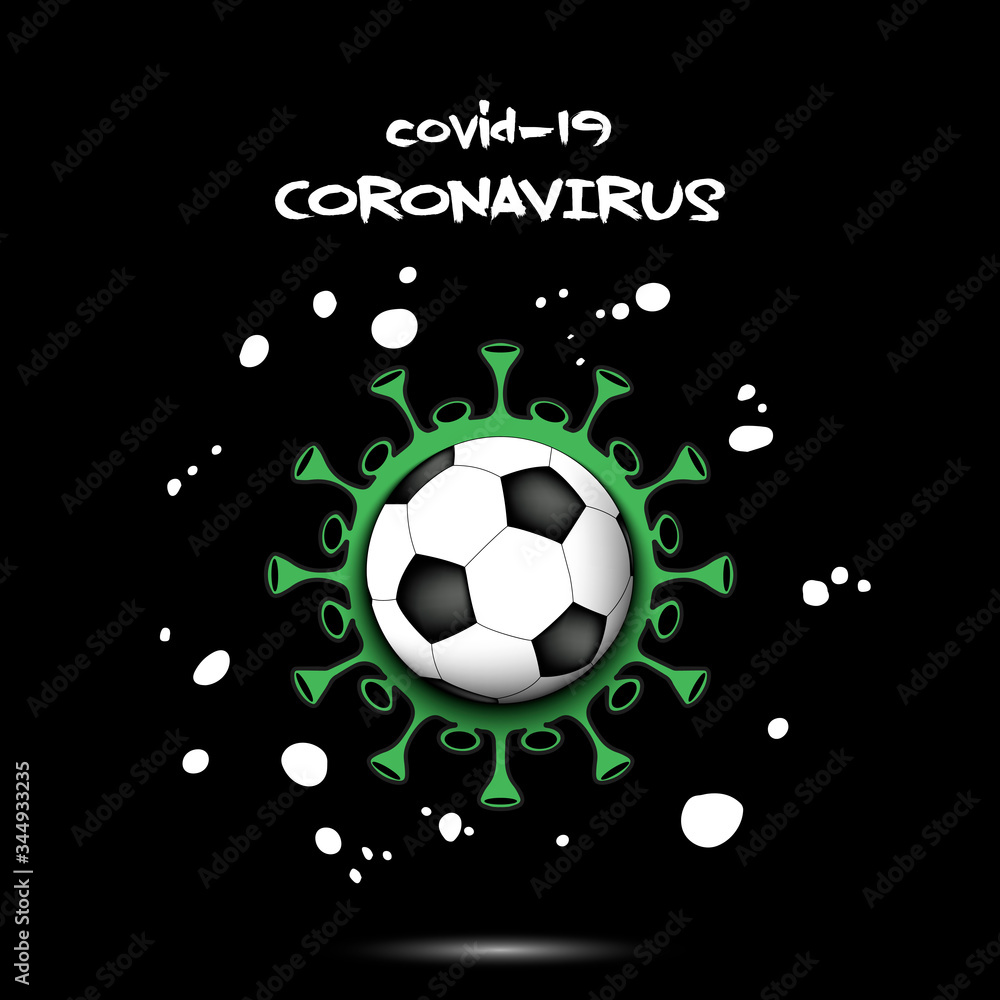 Coronavirus sign with soccer ball Coronavirus sign with soccer ball