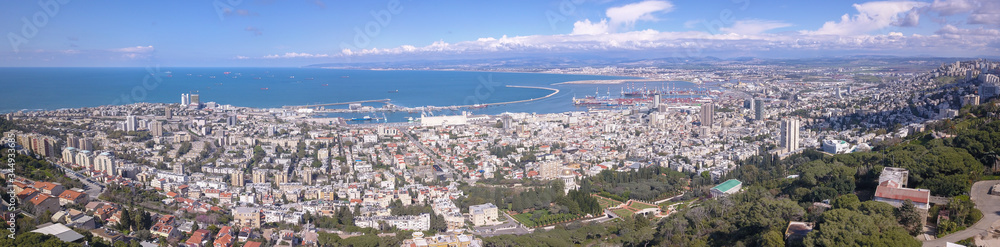 Panorama of Haifa, Israel from Mount Carmel.