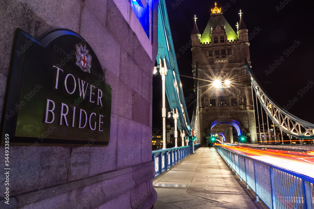 Obraz premium Tower Bridge in London, United Kingdom. Long exposure and night shot.