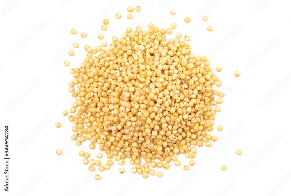 Whole Millet Pearl Grains on a White Background Whole Millet Pearl Grains on a White Background