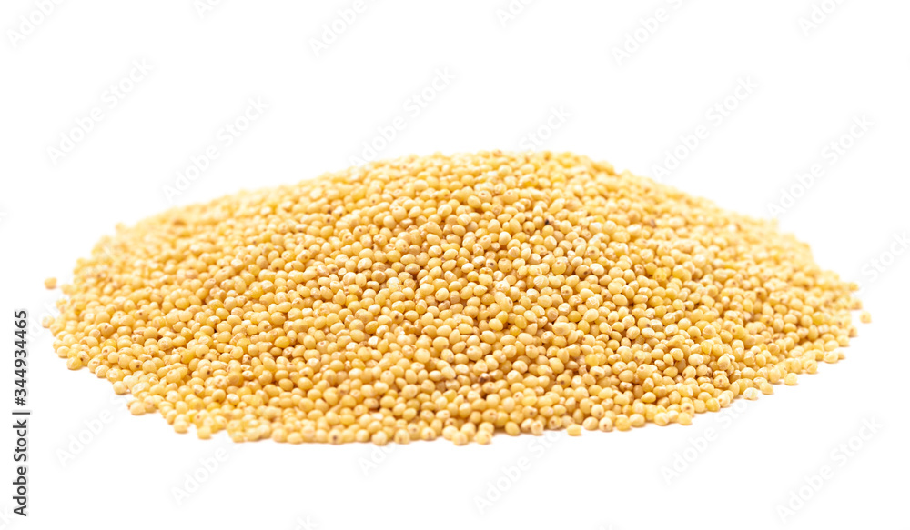 Whole Millet Pearl Grains on a White Background Whole Millet Pearl Grains on a White Background