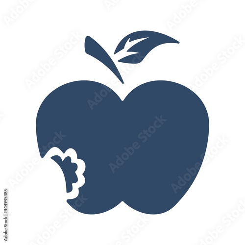 Bitten apple icon in flat style. Natural, healthy nutrition sign.