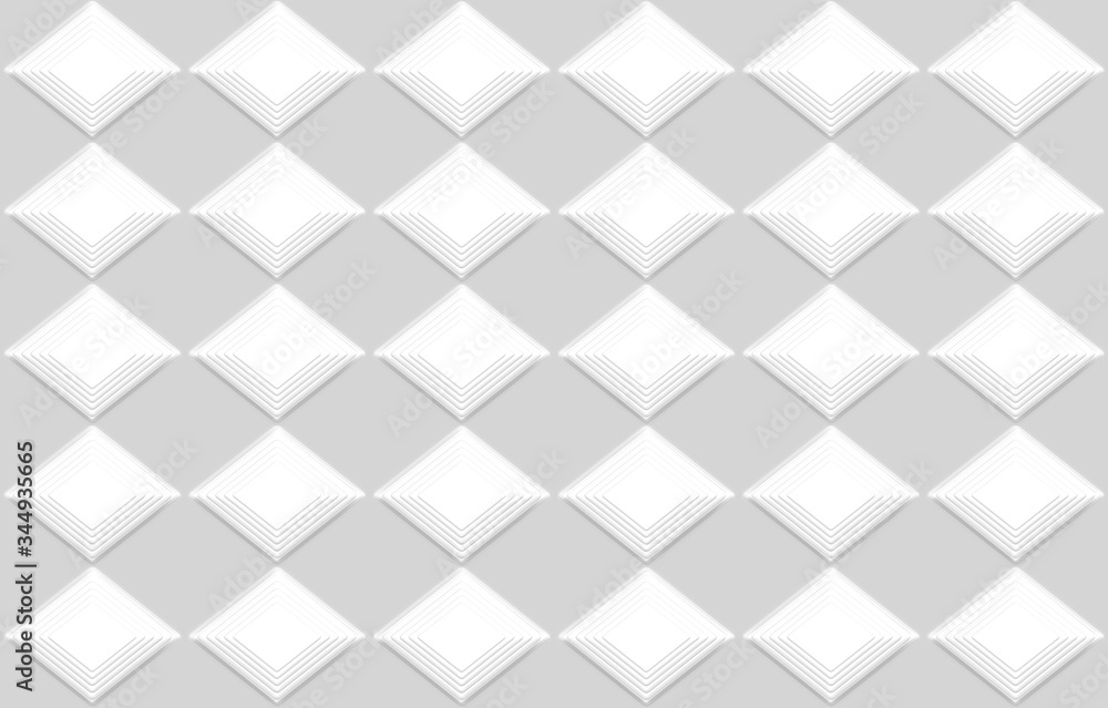 3d rendering. Seamless modern white square grid pattern design wall art background. 3d rendering. Seamless modern white square grid pattern design wall art background.