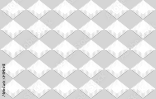 3d rendering. Seamless modern white square grid pattern design wall art background.