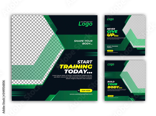 Gym and fitness square banner template for social media post story web banner and flyer