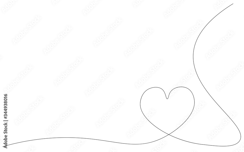 Heart background one line, vector illustration Heart background one line, vector illustration