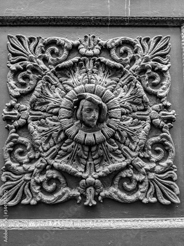 Black and White Photography of a Decorative element on an Italian gate