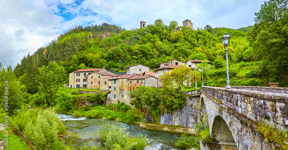 View of the Castel San Niccolò, in Tuscany, Italy.