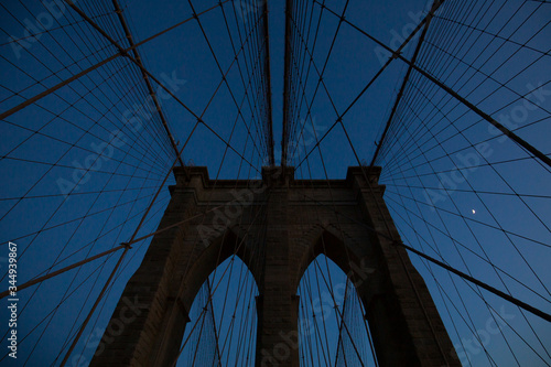 New York City - sunset over Manhattan from Brooklyn Bridge. © Luna Vandoorne