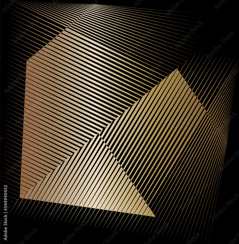 Abstract gold pattern, halftone lines metallic background, vector modern design texture.