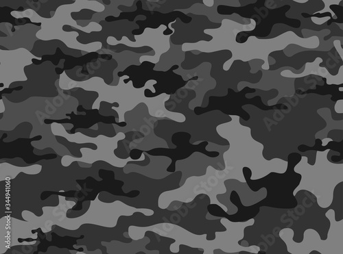 Camouflage gray seamless pattern. Print on fabric for clothes. Modern vector design.