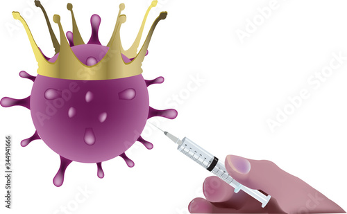intervento mano dottore con puntura ad un virus 