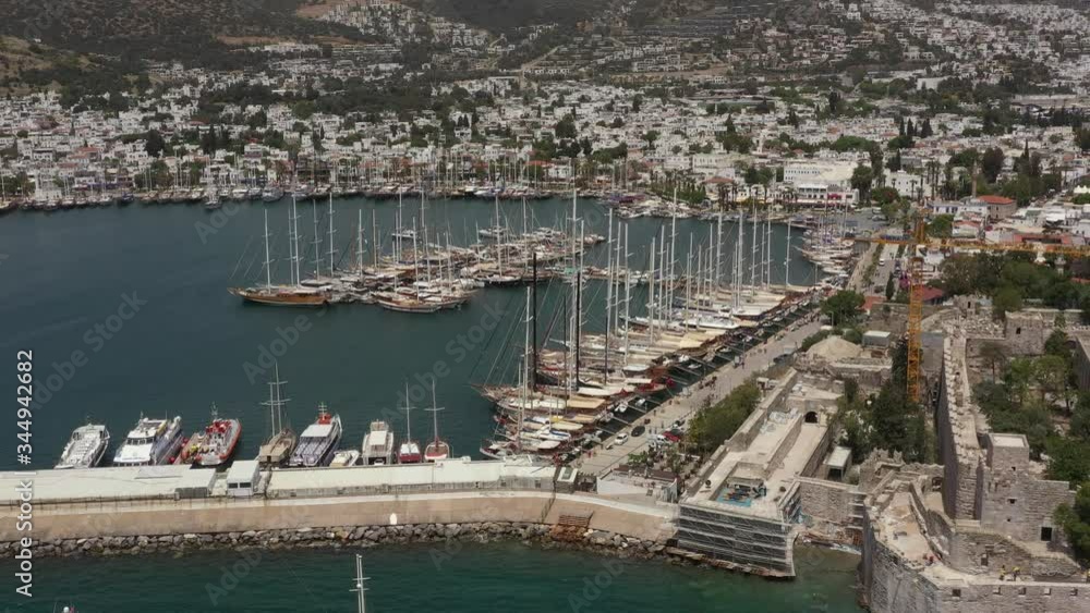 Drone shooting, top view of Mediterranean sea, Bodrum, Turkey Drone shooting, top view of Mediterranean sea, Bodrum, Turkey