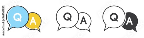Faq vector icon. questions and answers isolated on white background, help symbol, Different style icons set