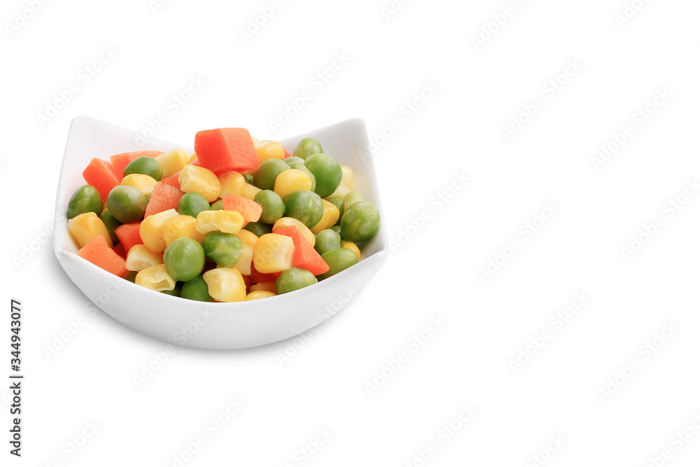 Carrots, corn, peas isolated on white background. This has clipping path. Carrots, corn, peas isolated on white background. This has clipping path.