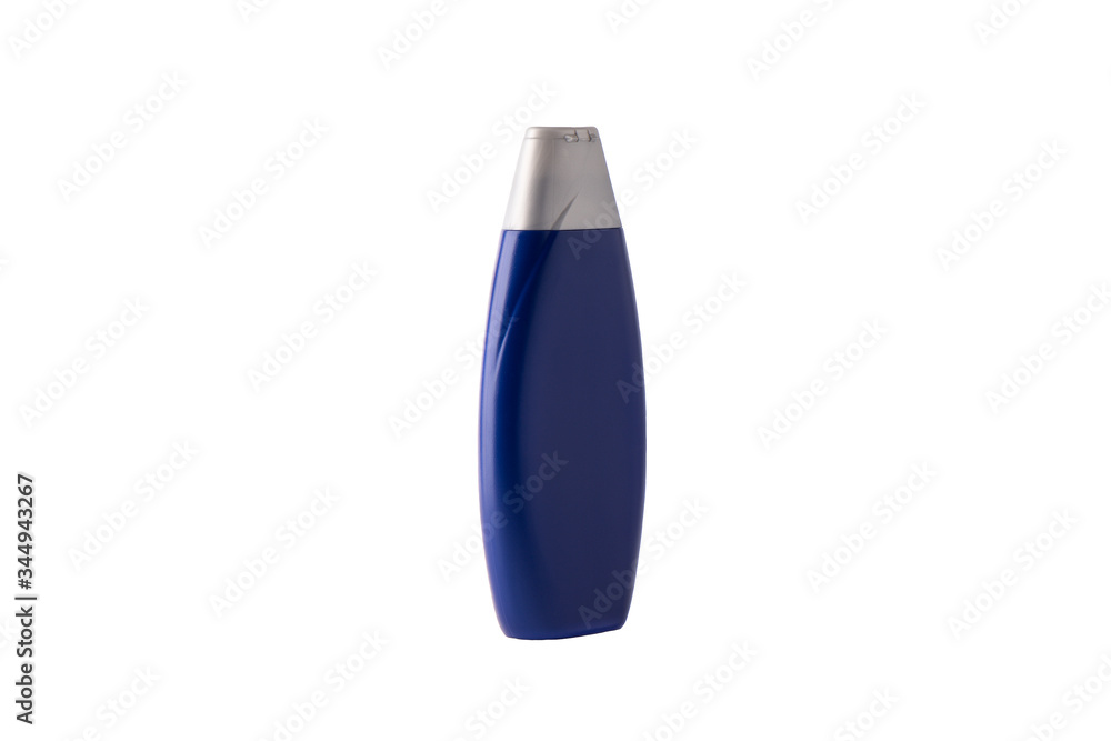 Empty blue plastic bottle for household chemicals or personal care. Empty blue plastic bottle for household chemicals or personal care.