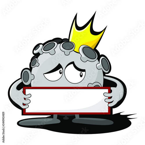 shy coronavirus holds in his hands an empty plate