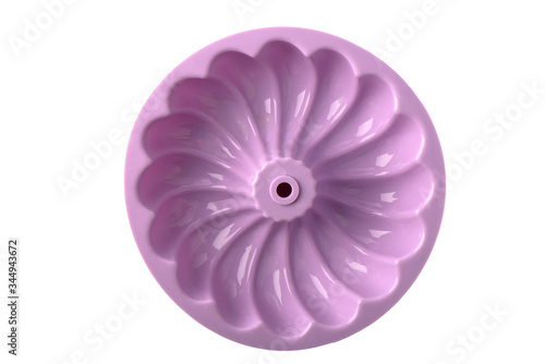 Purple silicone baking dish isolated on a white background.