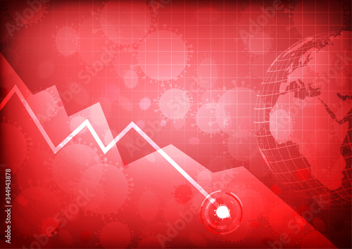 Vector : Decrease business graphs with virus and world