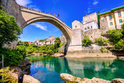 Historical Stary Most bridge in Mostar town, Bosnia and Herzegovina