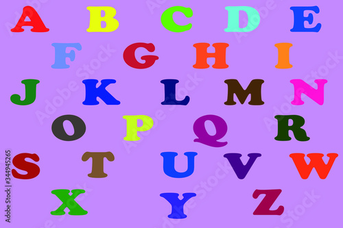 Fondo morado con el abecedario en muchos colores photo