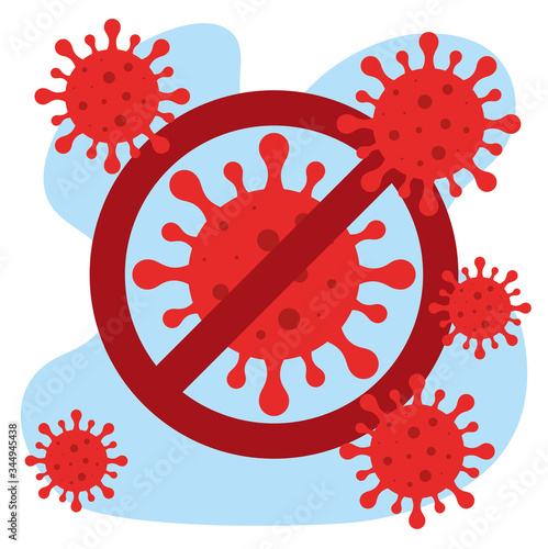 campaign of stop 2019 ncov with particles and forbidden signal vector illustration design