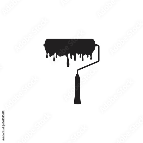 paint roller icon with droplet isolated on white background