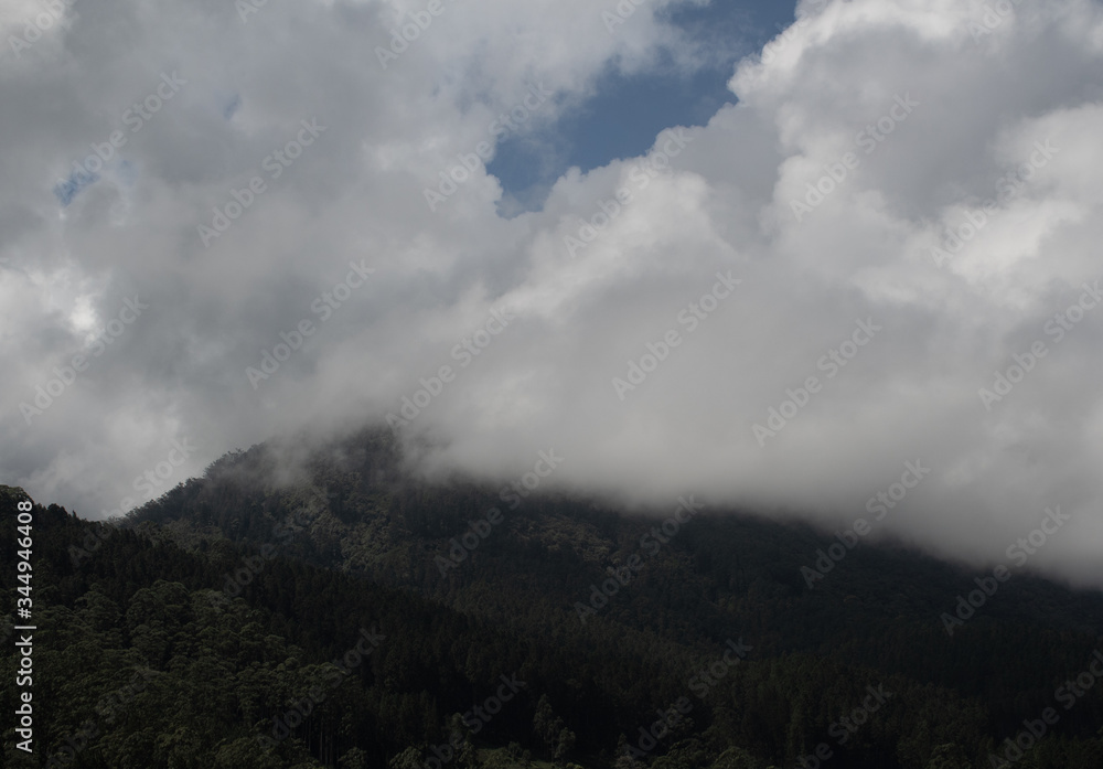 Clouds over the mountains in Sri Lanka Maskeliya