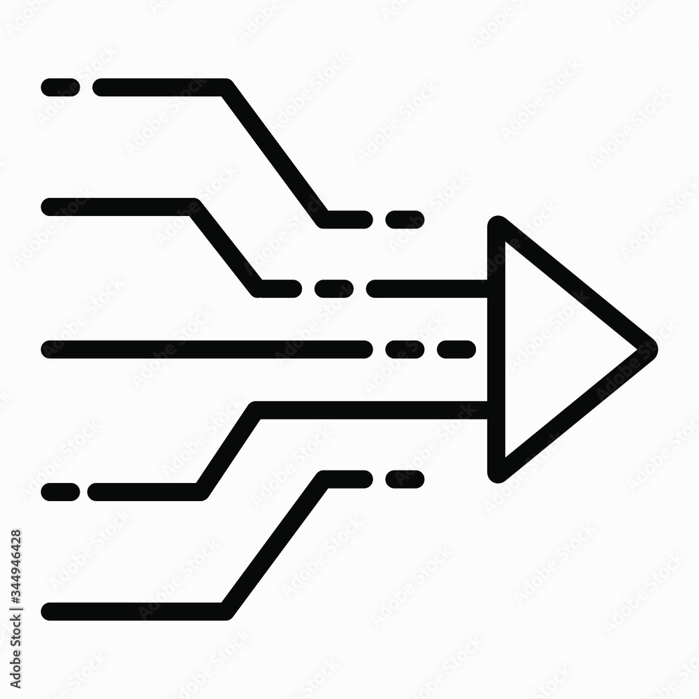 Icon for solving a problem. Illustration of simplicity. Brainstorm. Business concept. Merging directions. Traffic. Traffic flows. Connection of traffic, directions. Vector icon. Icon for solving a problem. Illustration of simplicity. Brainstorm. Business concept. Merging directions. Traffic. Traffic flows. Connection of traffic, directions. Vector icon.