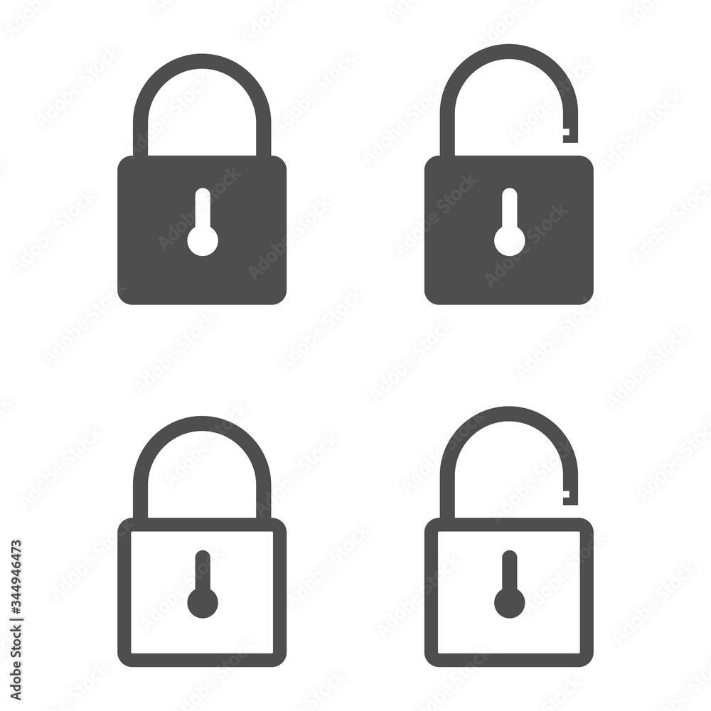 Padlock icon, lock and unlock symbol, security sign, vector Illustration Padlock icon, lock and unlock symbol, security sign, vector Illustration