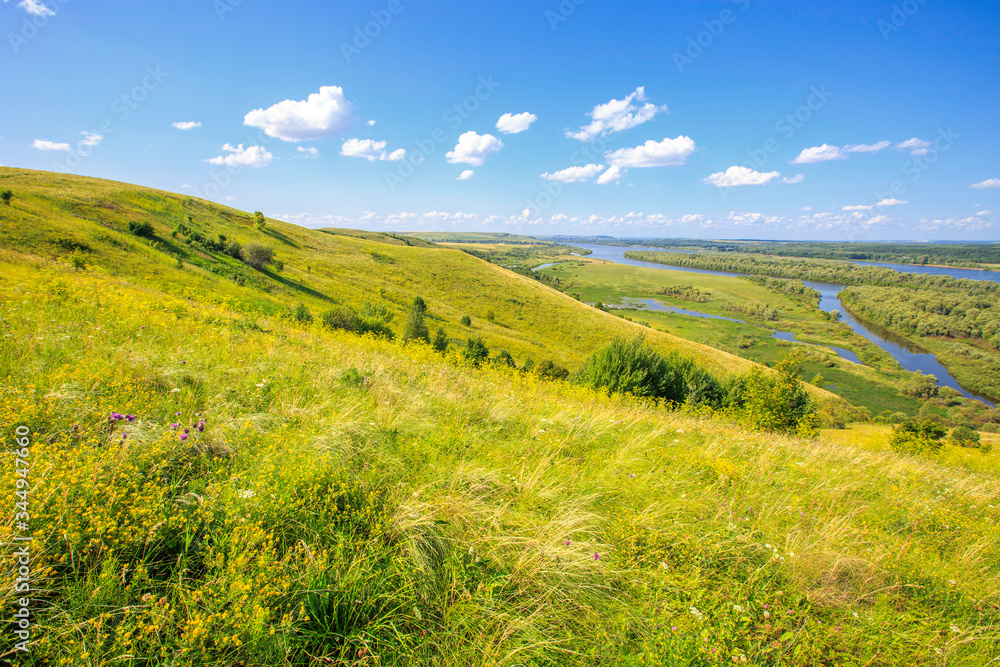 beautiful view of the Vyatka river valley from the high bank beautiful view of the Vyatka river valley from the high bank