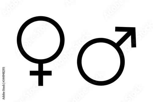 Male female sign, men and women symbol, gender icon in flat style , vector 