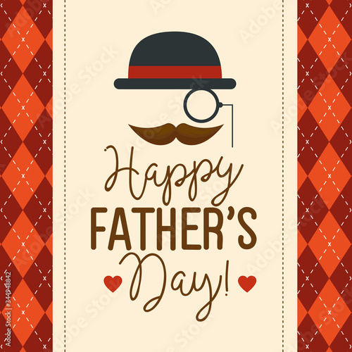 happy fathers day card with hipster accessories decoration vector illustration design