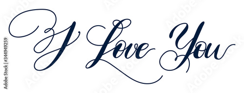 "I love you" calligraphy sign. Modern handwritten romantic text. Isolated handwriting. Love and romance concept. Valentine's day text for web use and postcard design.