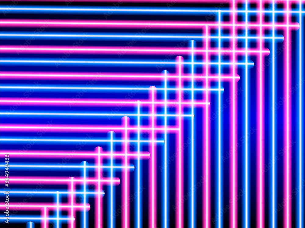 Fototapeta premium Neon striped lighting. Abstract background. Vector stock illustration for poster