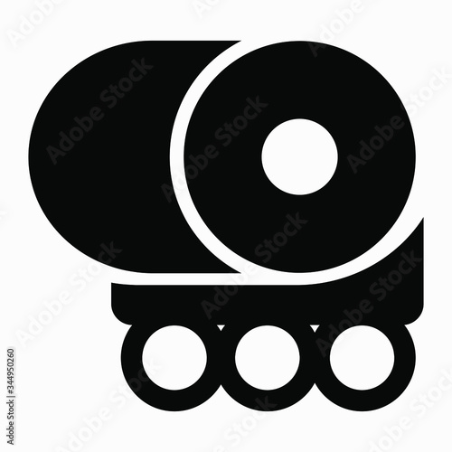 Wooden industry icon. The paper industry. Fabric manufacture. Transportation of pipe products. Industrial transportation. Metallurgical industry. Textile. Turbine. Vector icon.