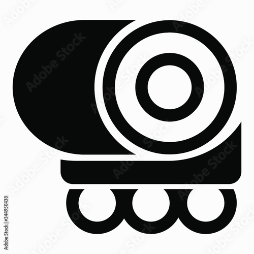 Wooden industry icon. The paper industry. Fabric manufacture. Transportation of pipe products. Industrial transportation. Metallurgical industry. Textile. Turbine. Vector icon.