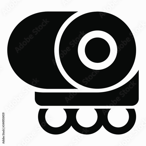 Wooden industry icon. The paper industry. Fabric manufacture. Transportation of pipe products. Industrial transportation. Metallurgical industry. Textile. Turbine. Vector icon.