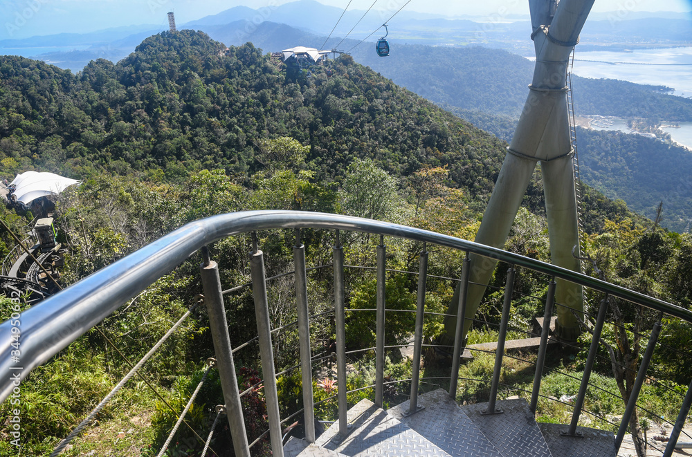 Concrete steps to Sky Bridge from Skycab viewpoint in Langkawi Island. Vacation and holidays on Andaman Sea in Malaysia Concrete steps to Sky Bridge from Skycab viewpoint in Langkawi Island. Vacation and holidays on Andaman Sea in Malaysia