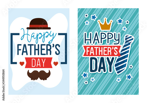 ser cards of happy fathers day with decoration vector illustration design