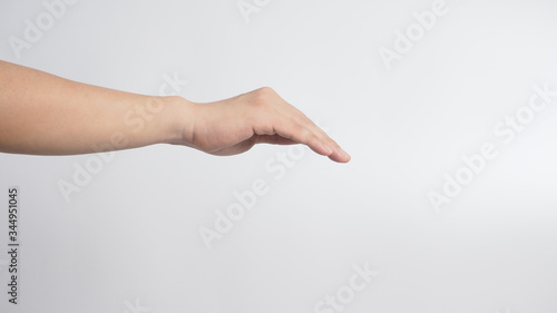 empty hand on white background.