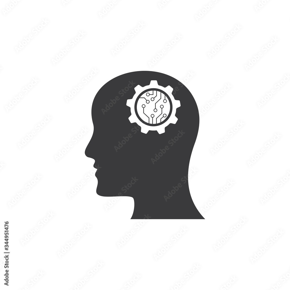 brain Artificial intelligence icon, human head vector Illustration brain Artificial intelligence icon, human head vector Illustration