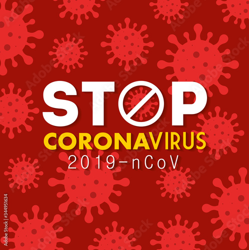 background of campaign of stop 2019 ncov with particles vector illustration design