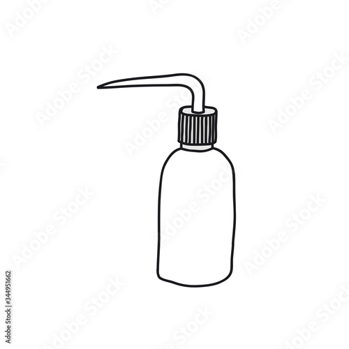 doodle icon. bottle for washing the skin during the tattoo