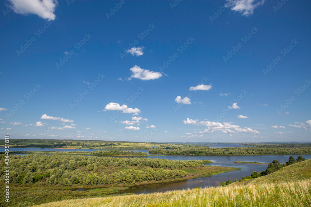 beautiful view of the Vyatka river valley from the high bank beautiful view of the Vyatka river valley from the high bank